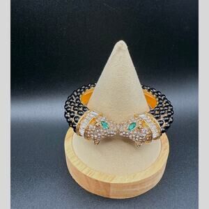Natasha Hinged Wild Cat Bling Bracelet